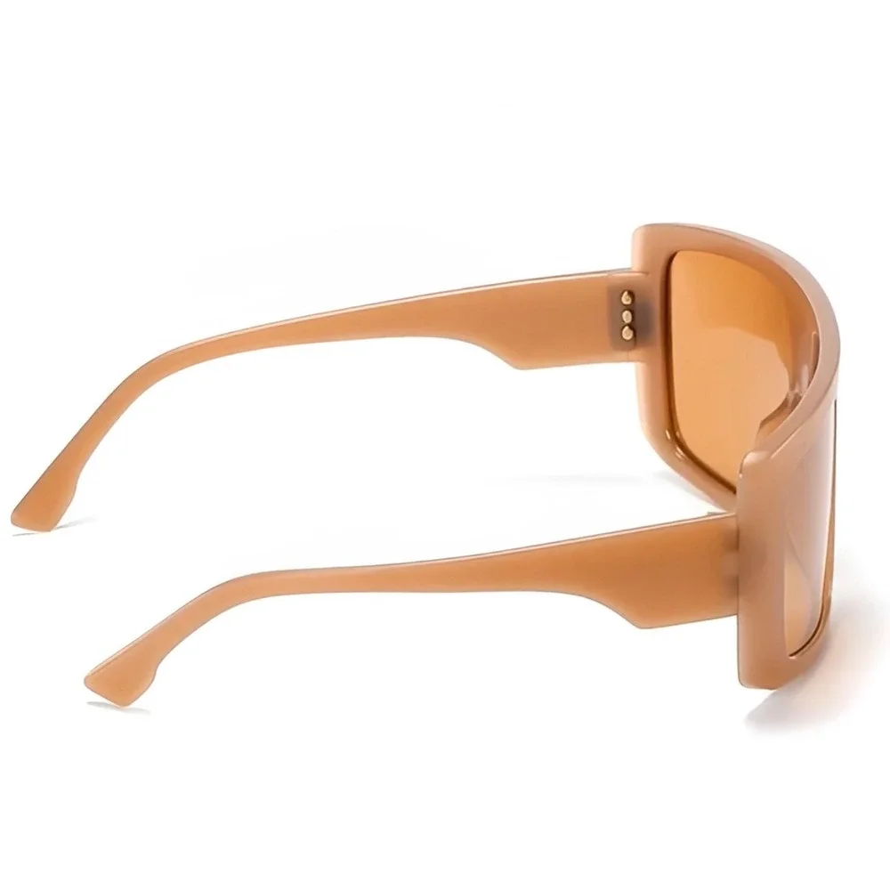 Oversized Square Sunglasses Men Amber Lens Fashion Designer Style Brown‎ Frame